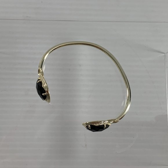 Kendra Scott Andy Bracelet Open Pinch Cuff Silver Tone Faceted Black Stones - Picture 5 of 8